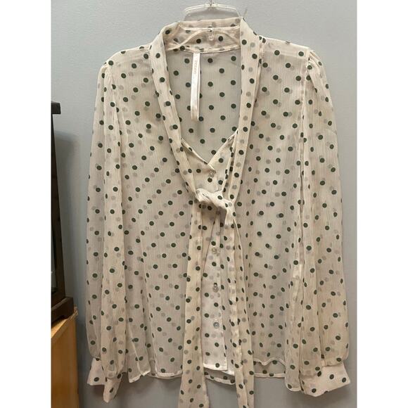 Renee C women’s sheer blouse with button up front and tie size small - Picture 1 of 9